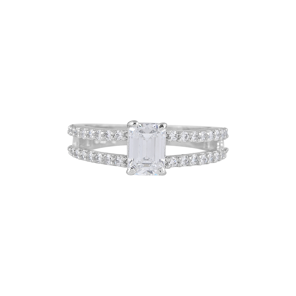 Sparkling CZ Double Band Ring in Pure 92.5 Silver