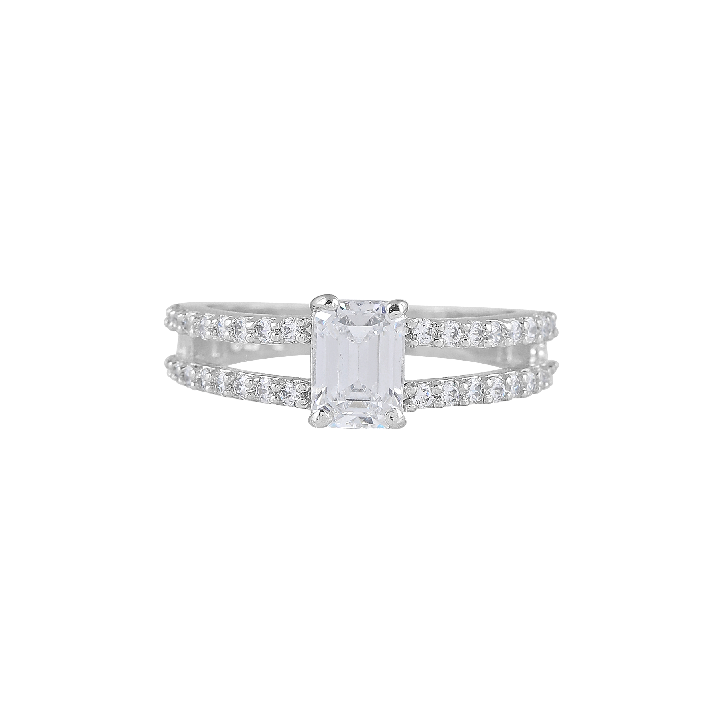 Sparkling CZ Double Band Ring in Pure 92.5 Silver