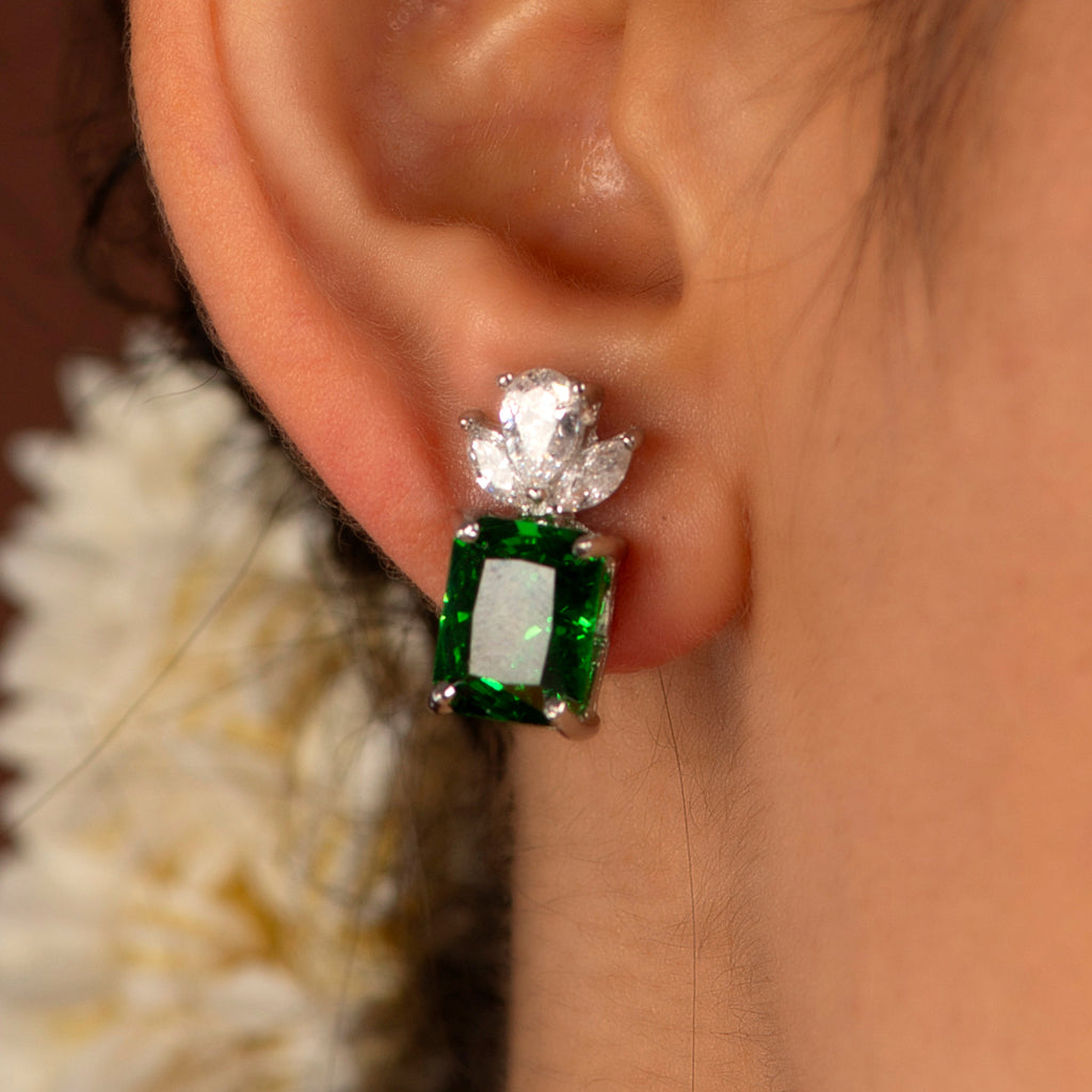 Silver Lotus-Crown Studs