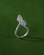 Radiant Pear & Circular CZ Bypass Silver Ring