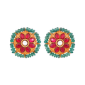 Silver Studs With Green Beads