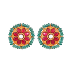 Silver Studs With Green Beads
