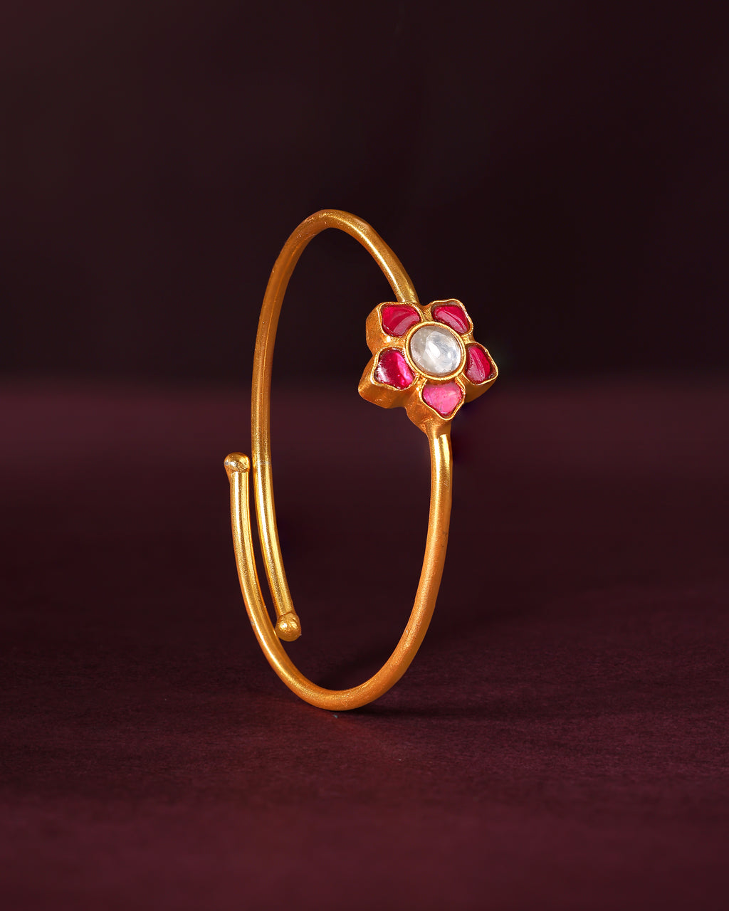 Floral Bypass Bracelet in Gold-Plated 92.5 Silver