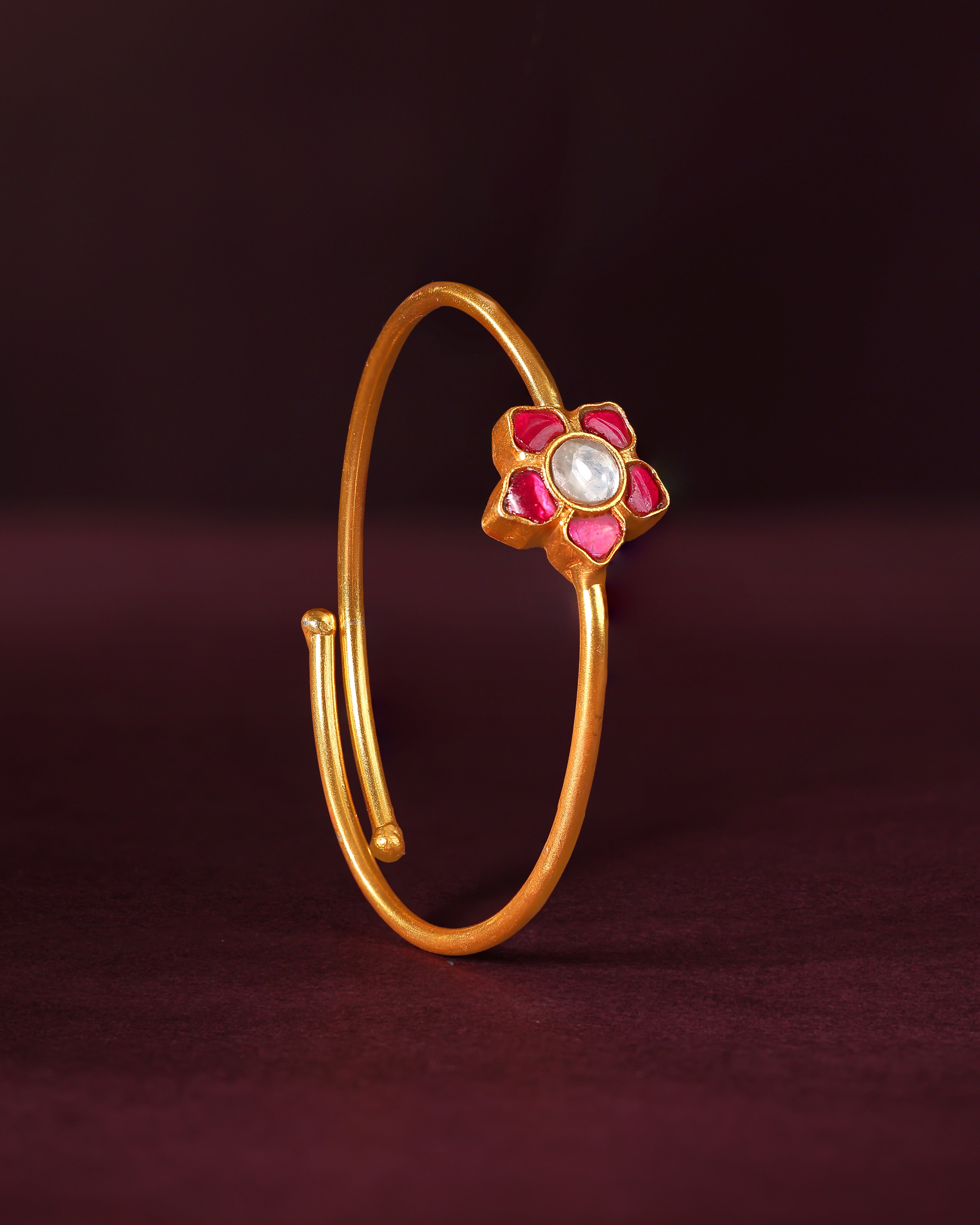 Floral Bypass Bracelet in Gold-Plated 92.5 Silver