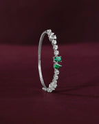 Modern Geometric Green Stone Silver Bracelet