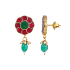 92.5 Silver Gold Plated Floral Earrings