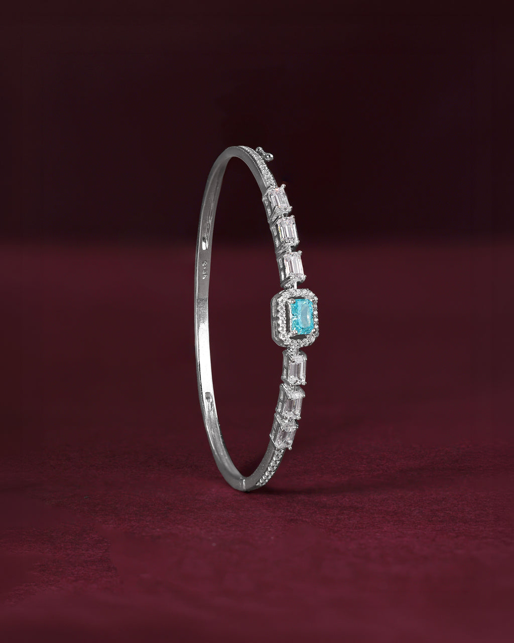 Arctic Blue Halo Statement Silver Bracelet