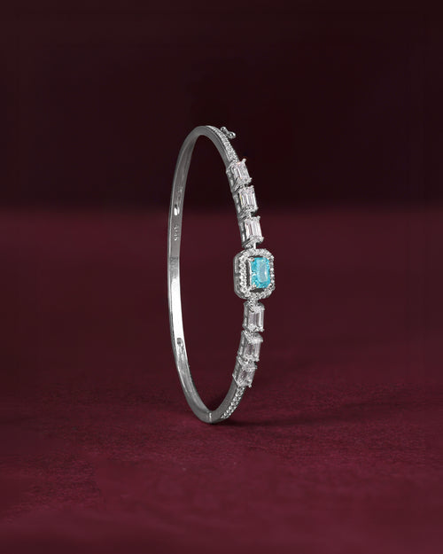 Arctic Blue Halo Statement Silver Bracelet