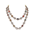 Regal Navratan Design Silver Double-Layered Necklace