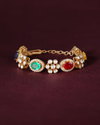 92.5 Silver Gold-Polished Floral Bracelet