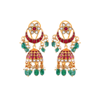 Antique Gold Plated 92.5 Silver Jhumka Chandbali Earrings