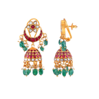 Antique Gold Plated 92.5 Silver Jhumka Chandbali Earrings