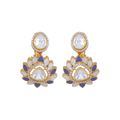 Silver Gold-Plated Polki Pattern Floral Drop Earrings