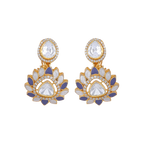 Silver Gold-Plated Polki Pattern Floral Drop Earrings