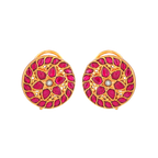 Kundan Pattern Stud Earrings in Gold-Toned 92.5 Silver