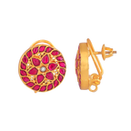 Kundan Pattern Stud Earrings in Gold-Toned 92.5 Silver