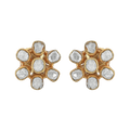 Royal Floral Polki Pattern Silver Stud Earrings