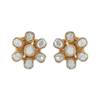 Royal Floral Polki Pattern Silver Stud Earrings