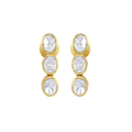 Silver Polki-Style CZ Triple Drop Stud Earrings