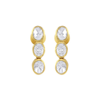 Silver Polki-Style CZ Triple Drop Stud Earrings