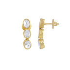 Silver Polki-Style CZ Triple Drop Stud Earrings