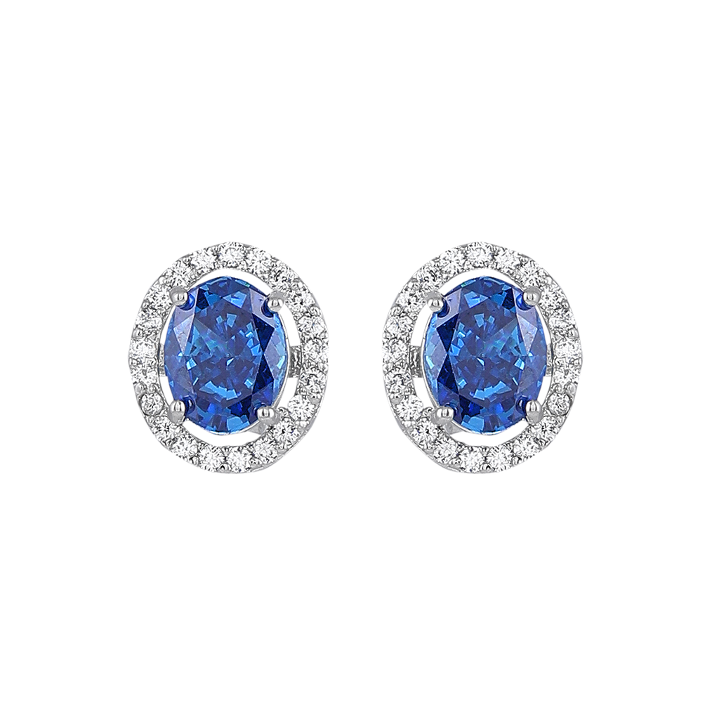 Royal Blue Sapphire-Inspired Silver Studs