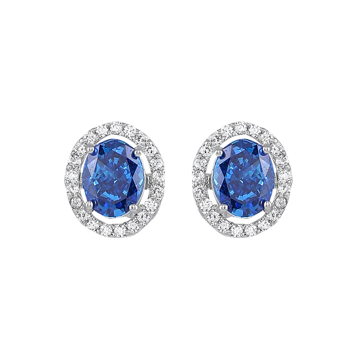 Royal Blue Sapphire-Inspired Silver Studs