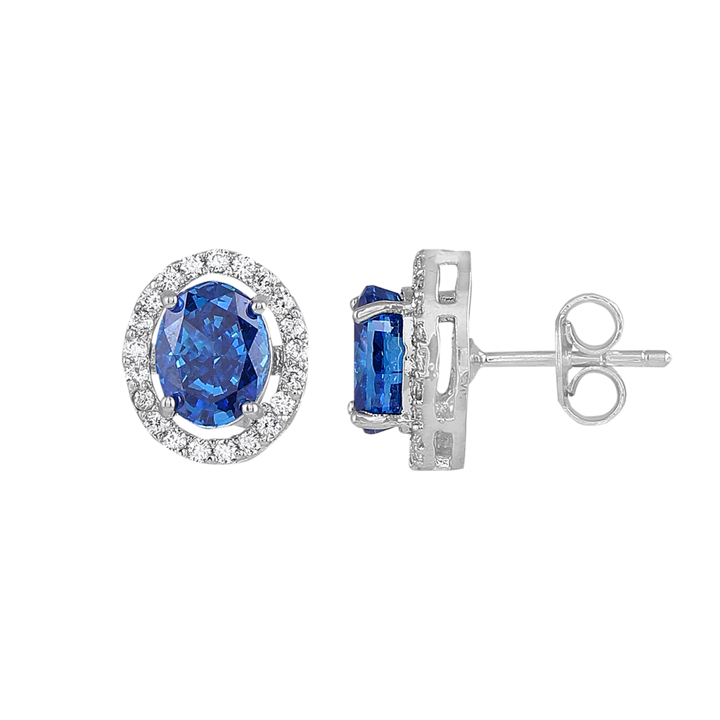Royal Blue Sapphire-Inspired Silver Studs