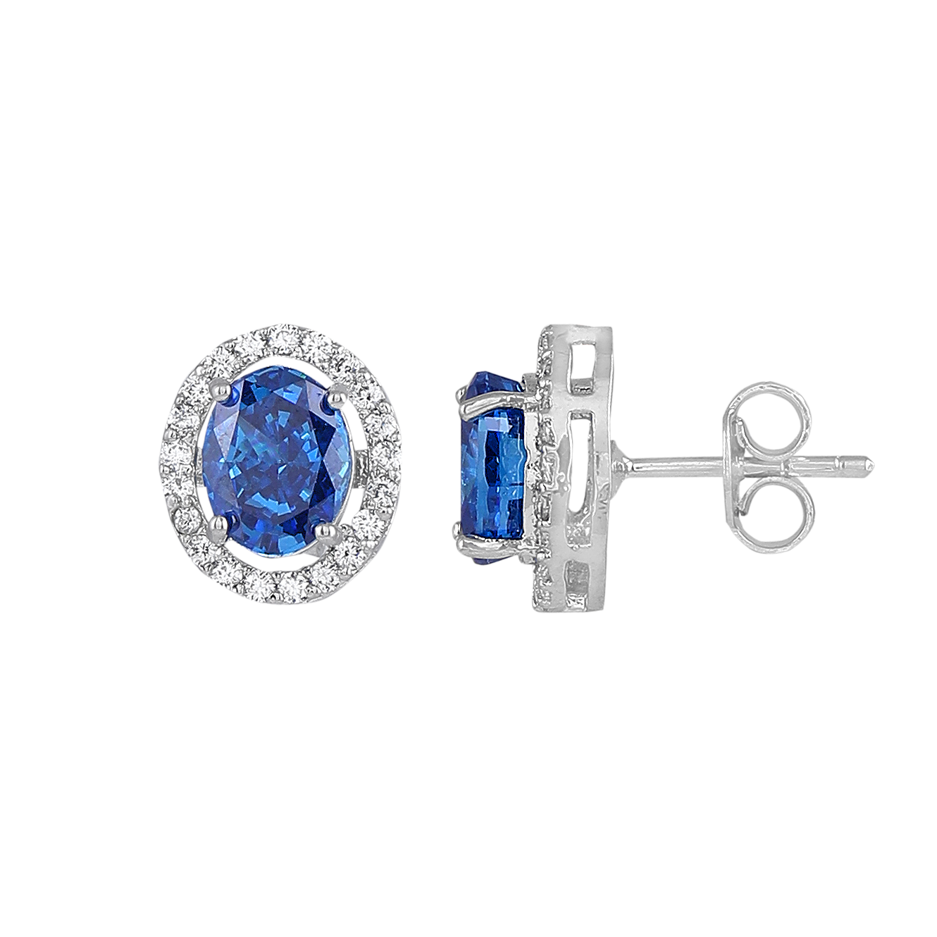 Royal Blue Sapphire-Inspired Silver Studs