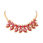 Silver Mango Necklace with Kundan Pattern