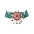 92.5 Silver Green Bead Choker