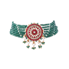 92.5 Silver Green Bead Choker