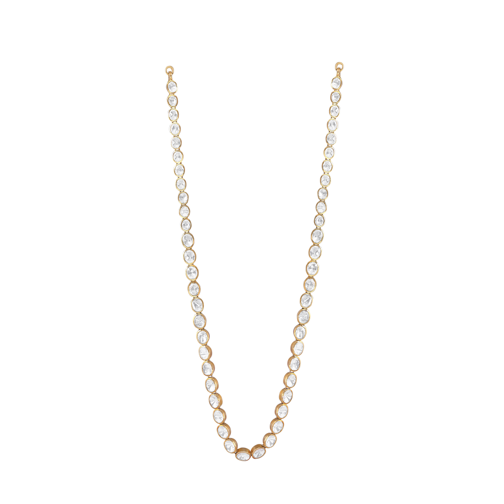 Silver Single Layer CZ Polki-Style Necklace