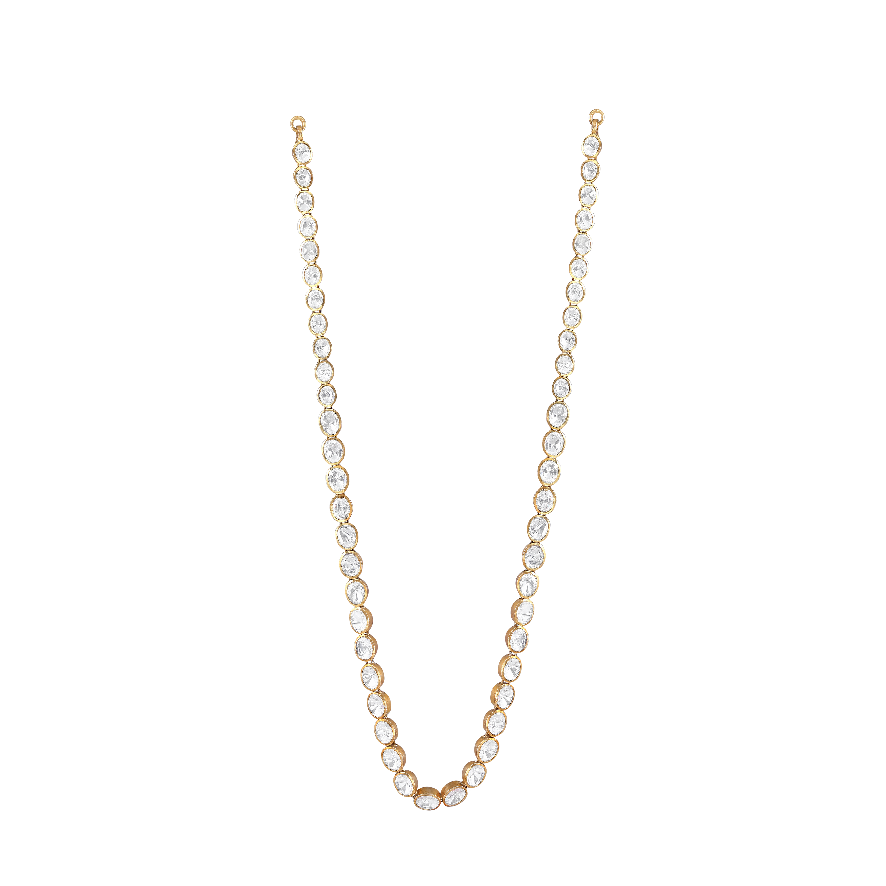 Silver Single Layer CZ Polki-Style Necklace