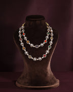 Regal Navratan Design Silver Double-Layered Necklace