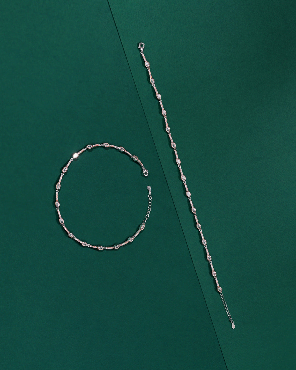 Marquise CZ Bezel Anklet in 92.5 Sterling Silver