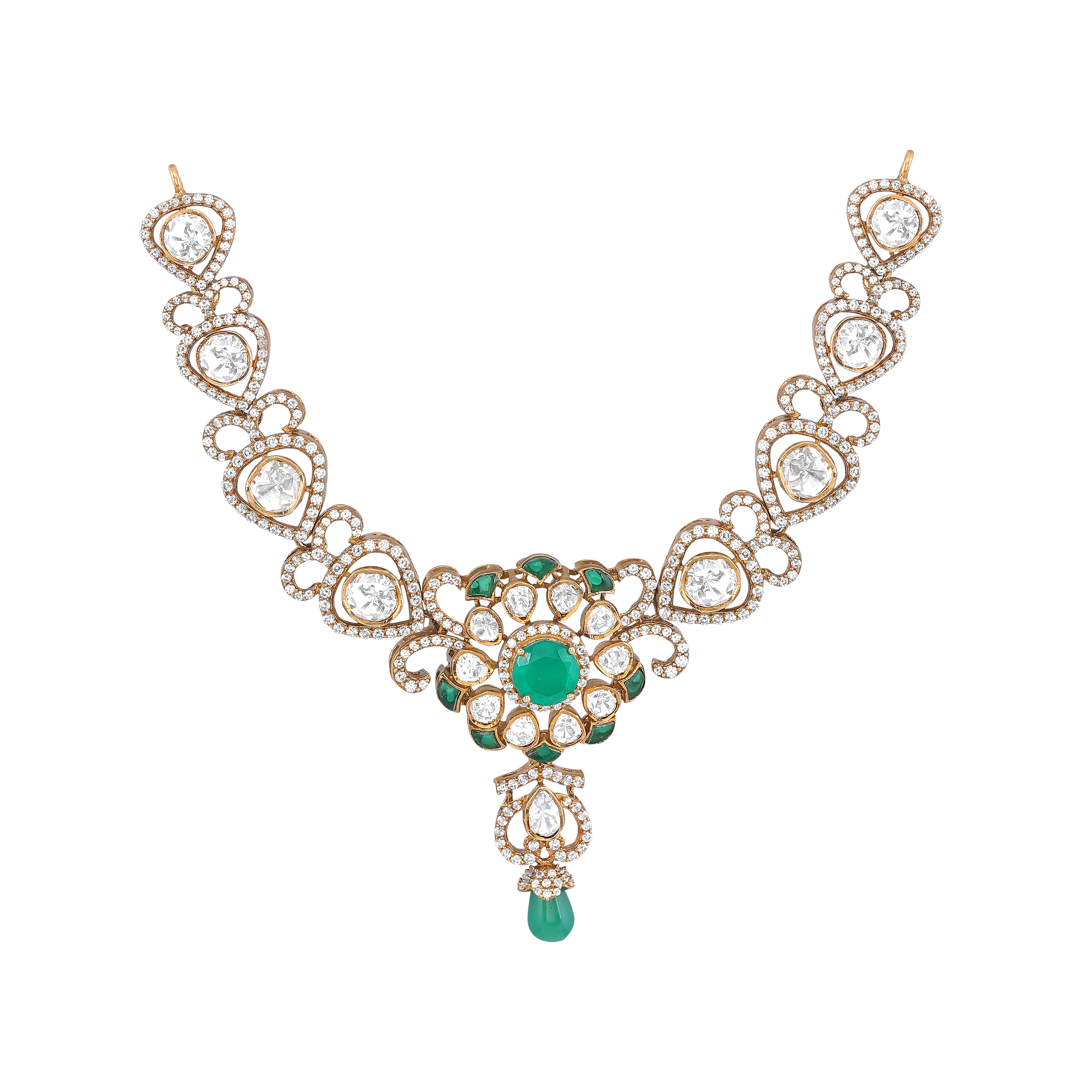 Silver Polki Pattern Short Necklace