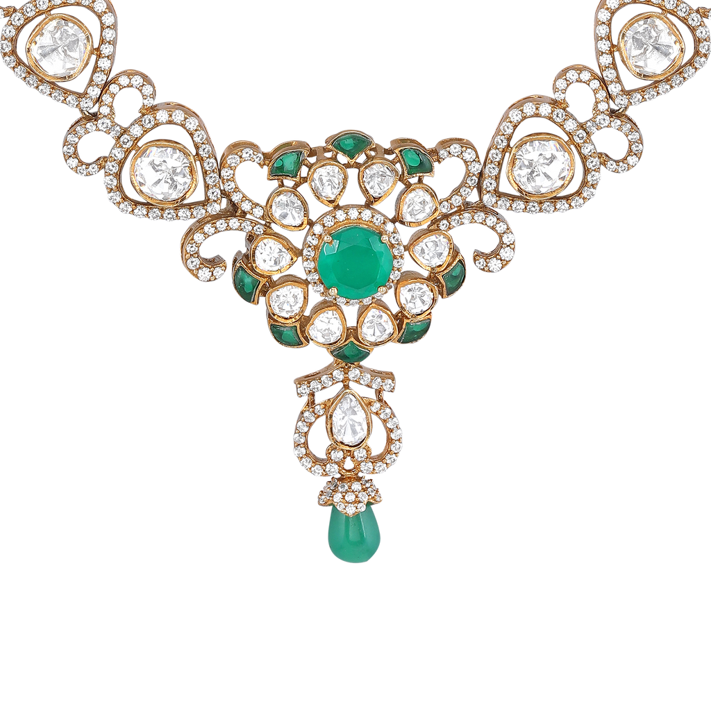 Silver Polki Pattern Short Necklace