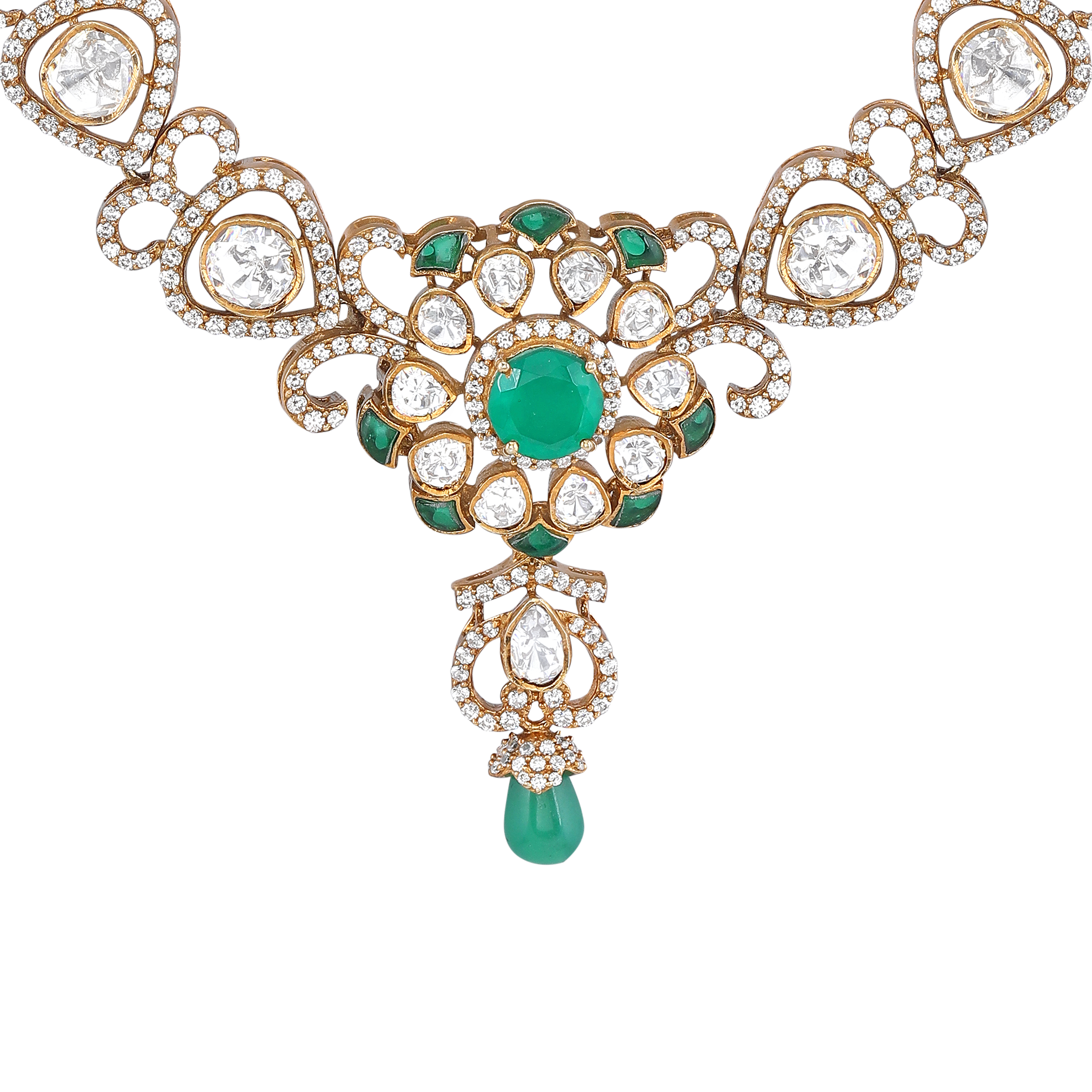 Silver Polki Pattern Short Necklace