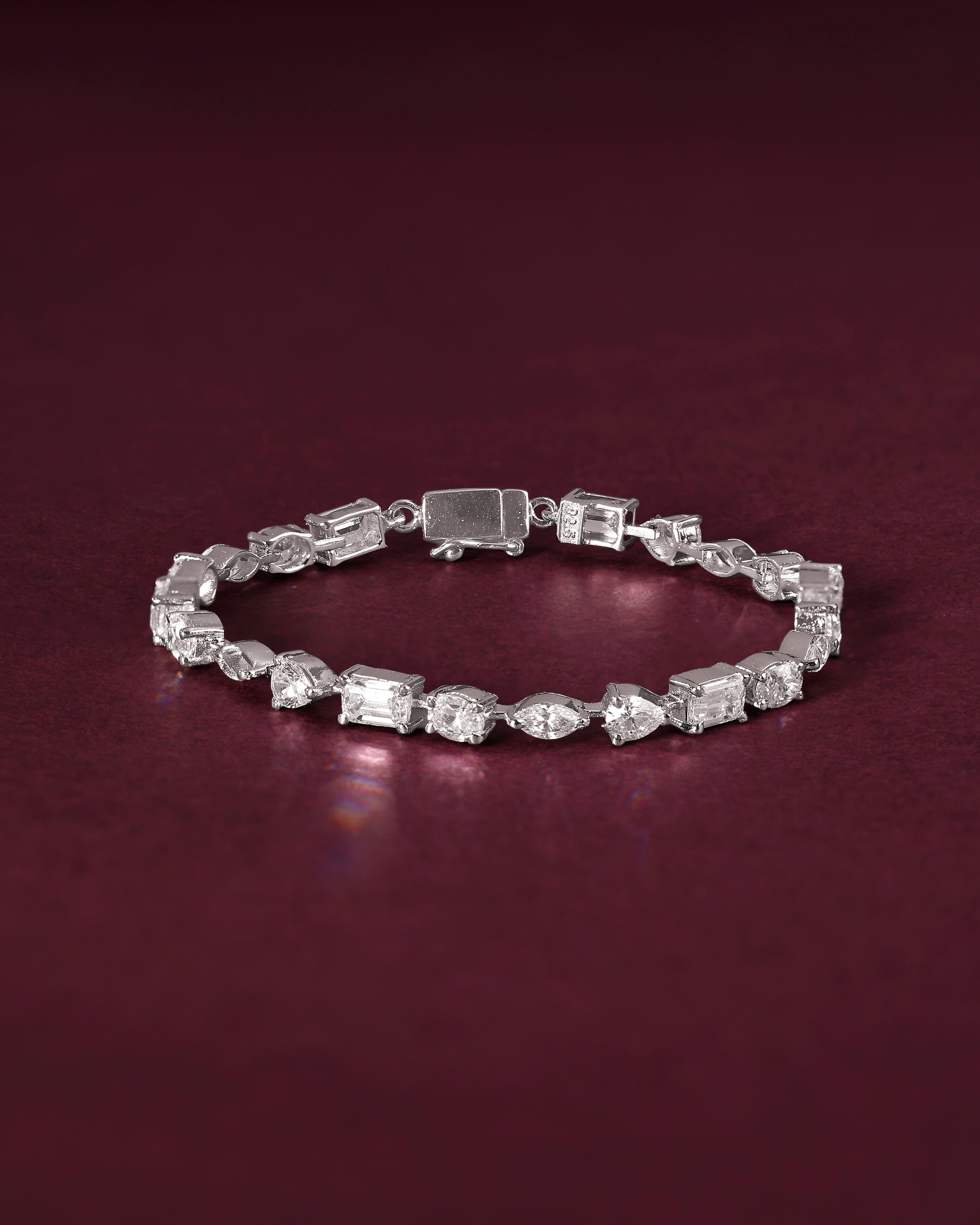 92.5 Silver Multi-Shape Tennis Bracelet