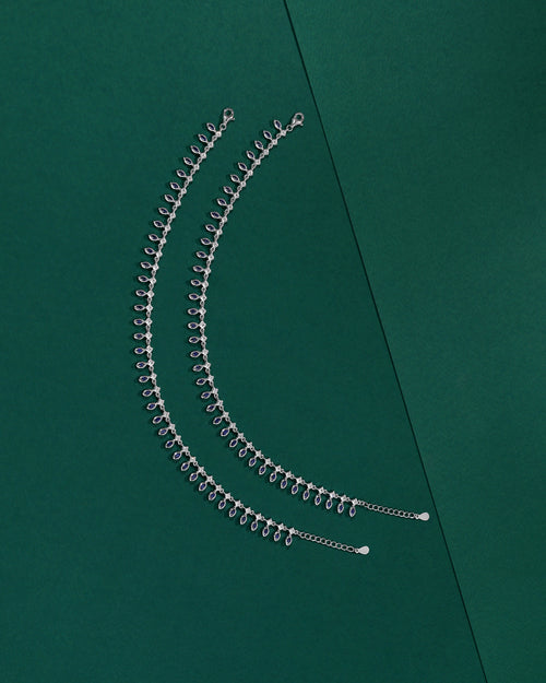 Bloom Blue Stone Silver Anklets