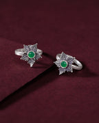 92.5 Silver Green Stone Toe Rings