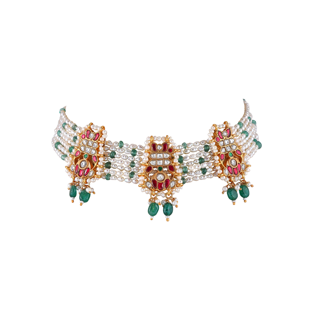92.5 Silver Kundan Pattern Choker