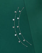 Silver Evil Eye Anklet Pair with Sparkling CZ Accents