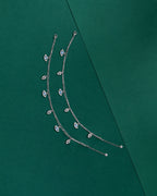 Silver Double Layer Evil Eye & CZ Leaf Anklets