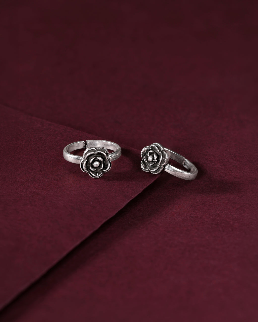 Pure 92.5 Silver Floral Toe Rings