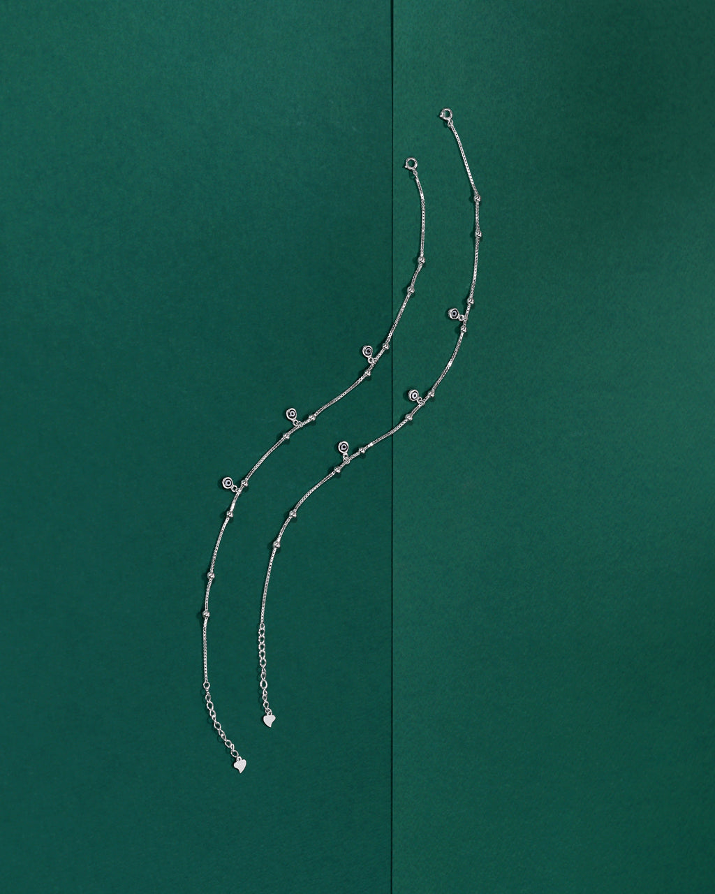 Minimalist Silver Evil Eye Charm Anklets