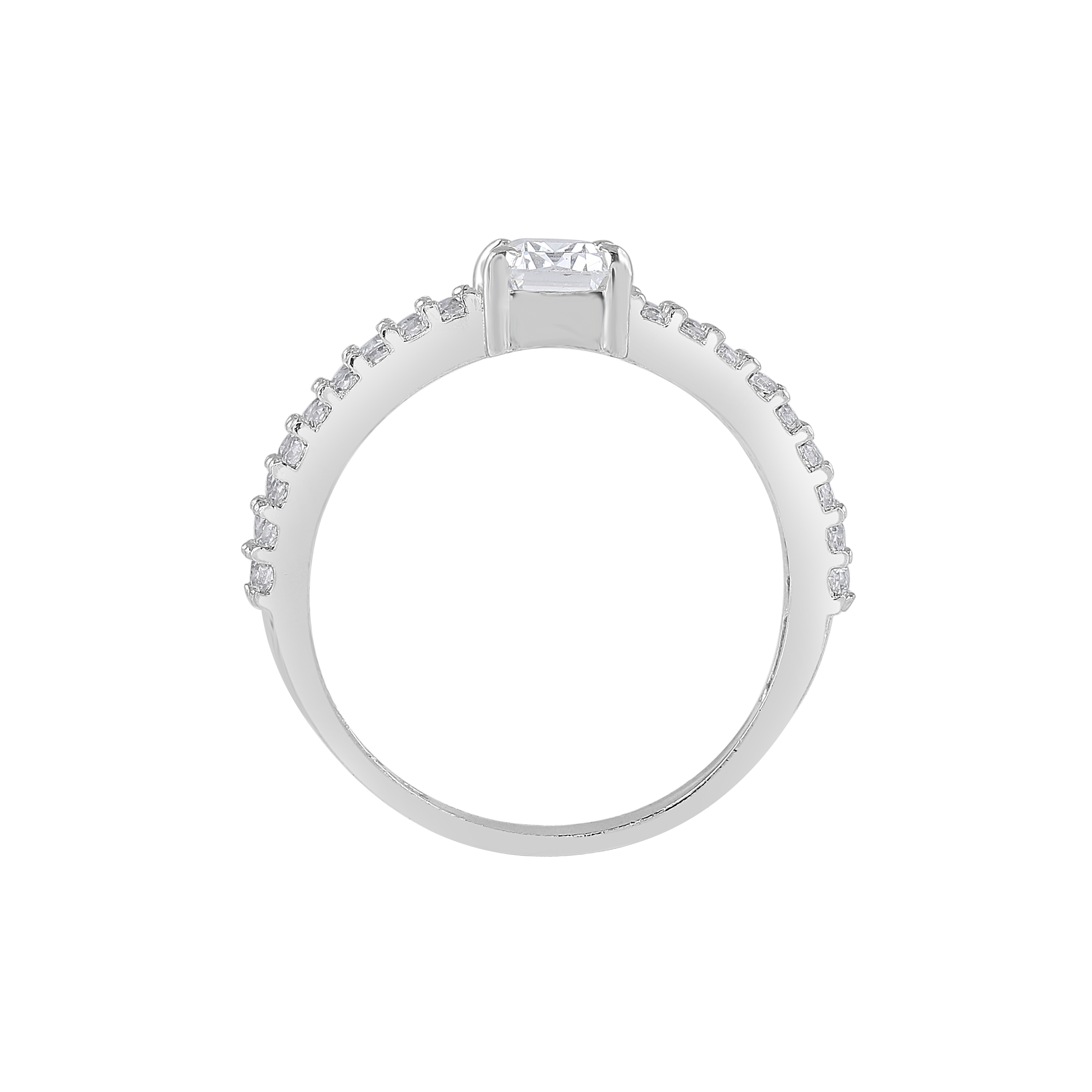 Sparkling CZ Double Band Ring in Pure 92.5 Silver