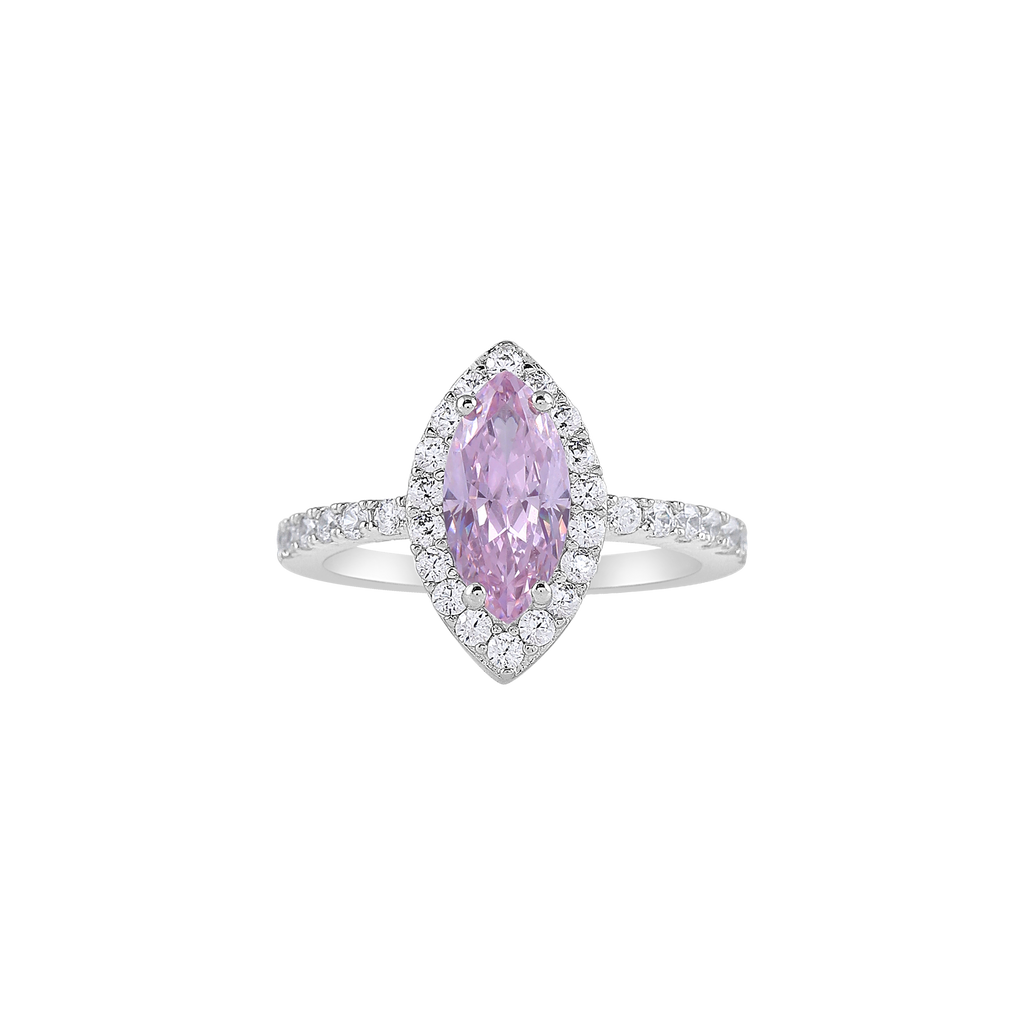 92.5 Silver Lavender Marquise Halo Ring