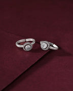 Oxidized Silver CZ Sunburst Toe Rings